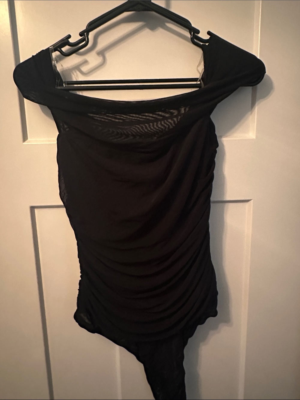 Fashion Nova Black Off-Shoulder Ruched Bodysuit
